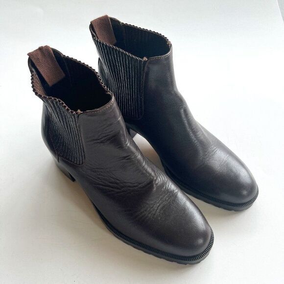 Cole Haan Dark Brown Leather Chunky Heeled Ankle‎ Riding Boots Womens Siz… - Picture 2 of 7